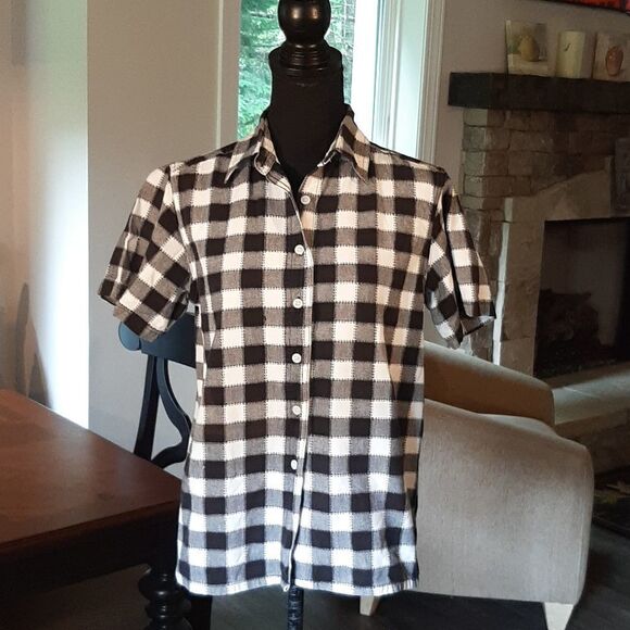 Mississippi River Blues sz M Boys Black and White Button Down - Picture 1 of 6